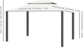 Gazebo da Giardino 3x4 m con Zanzariere e Doppio Tetto  Klaus Bianco Crema...