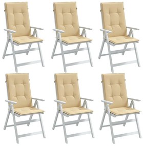 Cuscini Sedia Schiena Alta 6 Beige Mélange 120x50x4 Tessuto /