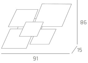 Applique Contemporanea Shadow Metallo E Vetro Bianco 4 Luci E27 91Cm