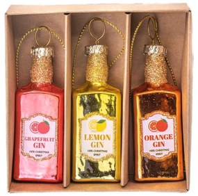 Decorazioni per albero di natale in set in vetro fatte a mano 3 pz ø 3 cm Gin Bottle – Sass &amp; Belle