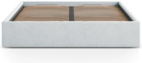 Letto matrimoniale imbottito grigio chiaro con contenitore/senza testiera con rete inclusa 140x200 cm Susan – Micadoni