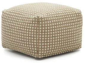 Kave Home - Pouf Iscle in iuta naturale e cotone bianco 60 x 60 cm