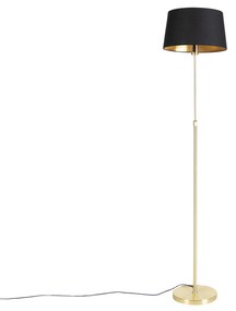 Lampada da terra oro/ottone con paralume nero 35 cm regolabile - Parte