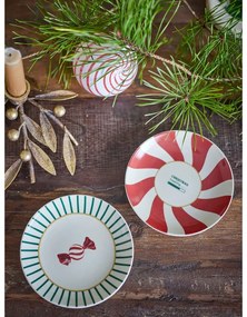 Set di piatti da dolce rossi/color crema in gres a tema natalizio 2 pz ø 12,5 cm Yule – Bloomingville