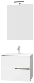 Mobile sottolavabo e lavabo con illuminazione Eva carcasa rovere grigio/frontale bianco in mdf L 60 x H 51 x P 46 cm 1 vasca 2 cassetti