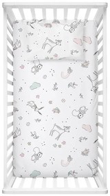 Set di lenzuolo e federa per bambini bianco in cotone renforcé per culla 100x150 cm Flowers – Mijolnir