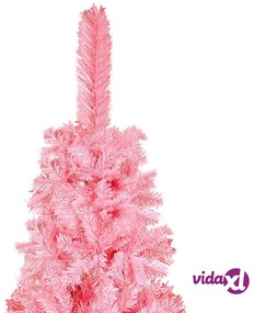 vidaXL Albero di Natale Sottile Preilluminato Rosa 120 cm