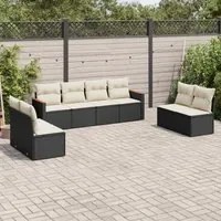 Set Divani da Giardino con Cuscini 8 pz Nero in Polyrattan 3225888