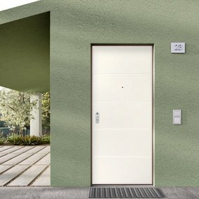 Porta blindata DI.BI. Linee L 90 x H 210 cm in PVC bianco, apertura spingere a sinistra, falso telaio incluso