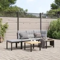 Set Panche Giardino Cuscini 3pz Nero Acciaio Verniciato Polvere 3283642