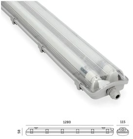 Brilagi -Lampada fluorescente tecnica LED OPTIMA T8 2xG13/18W/230V 6500K IP65 128 cm