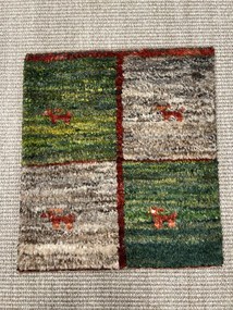 Gabbeh Tappeto 40 x 40 Verde (Iran) Annodato A Mano
