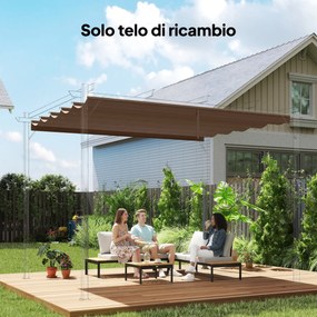Tetto di Ricambio per Pergola Gazebo da Giardino 300x400 cm in Poliestere Caffè...