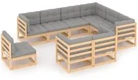 Set Divani da Giardino 9 pz con Cuscini Legno Massello di Pino cod mxl 54100