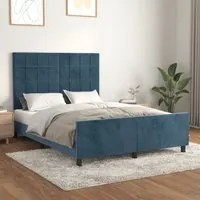 Giroletto con Testiera Blu Scuro 140x190 cm in Velluto 3125755