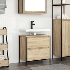 Mobile Lavabo Da Bagno Con Cassetti Rovere Sonoma 60x34,5x60 Cm /