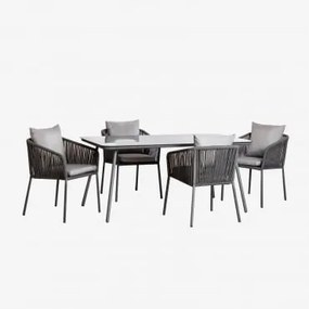 Set tavolo rettangolare (160x90 cm) e 4 sedie da giardino Arhiza - Sklum