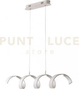 Lampadario a sospensione spirale led helix bianca e argento 20w 168...