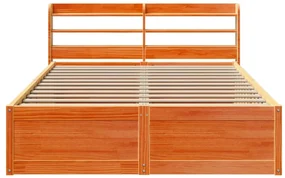 Giroletto con testiera marrone cera 120x190 cm massello pino