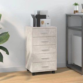 Cassettiera Con Ruote Grigio Cemento İn Legno Multistrato /
