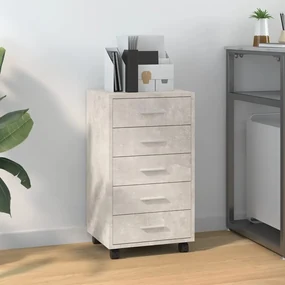 Cassettiera Con Ruote Grigio Cemento İn Legno Multistrato /