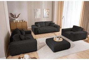 Divano grigio scuro con rivestimento in velluto a coste 178 cm Justin – Ropez