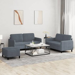 Set Di Divani 3 Pz Grigio Scuro İn Velluto /