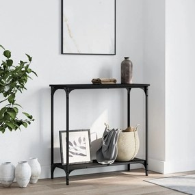 Tavolino Consolle Nero 75x30,5x75 Cm İn Legno Multistrato /