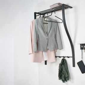 Attaccapanni da parete nero in metallo con scaffale 75 cm Carve – Spinder Design