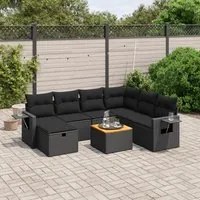 Set Divani da Giardino con Cuscini 8 pz Nero in Polyrattan 3264961