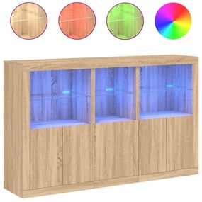 Credenza con luci led rovere sonoma 162x37x100 cm