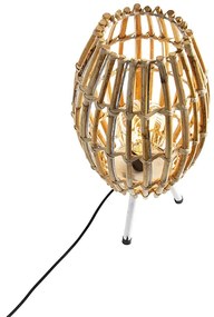 Lampada da tavolo rustica treppiede bambù con bianco - Canna Capsule