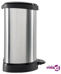 Curver Pattumiera a Pedale Deco Forma a D 15 L Argento