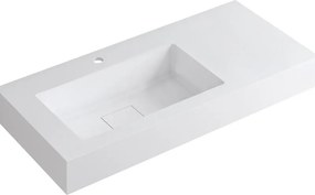 Lavabo a incasso rettangolare vasca a sinistra L 100.5 x H 15 x P 46 cm in resina bianco lucido