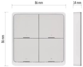 Interruttore 4 bottoni GoSmart 1xCR2430 Tuya bianco