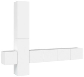 Set di mobili porta tv 5 pz bianco in legno multistrato