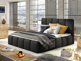 Letto matrimoniale con box contenitore Seychelles - 160 x 200 cm , Ecopelle nero