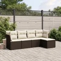 Set Divano da Giardino 5 pz con Cuscini Marrone in Polyrattan 3263139