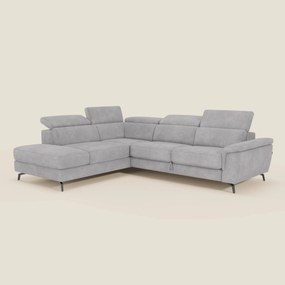 Estro Divano angolare estraibile - poggiatesta reclinabili in tessuto impermeabile T14 grigio chiaro