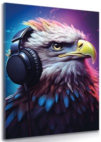 Quadro su tela – Aquila con cuffie
