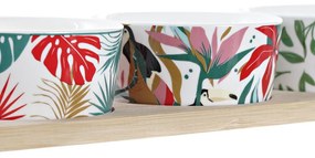 Set da Aperitivo DKD Home Decor Multicolore Bambù Gres Tropicale (28,5 x 10 x 4,6 cm) (4 Pezzi)