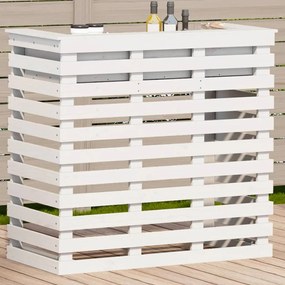 Tavolo Bar Da Esterno Bianco 113,5x50x103cm Legno Massello Pino /