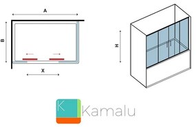 Kamalu - parete vasca 160cm con ante scorrevoli kv05