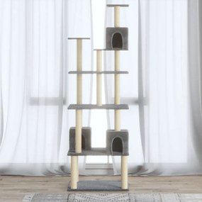 Albero per gatti con tiragraffi in sisal grigio chiaro 188 cm