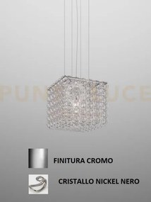 Giogali sospensione cub cristallo nickel nero e cromo lucido 3 luci...