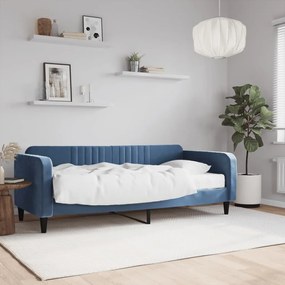 Divano letto con materasso blu 90x200 cm in velluto