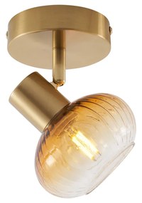 Faretto da soffitto moderno oro con vetro ambra rotondo - Teddy