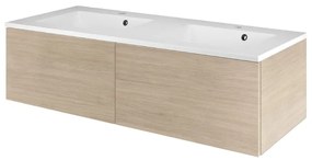 Mobile sottolavabo e lavabo Neo Line per doppia vasca rovere naturale L 120 x H 32 x P 48 cm 2 cassetti