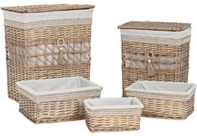 Cesto per i Panni Sporchi Home ESPRIT Beige Naturale vimini Shabby Chic 47 x 35 x 55 cm 5 Pezzi