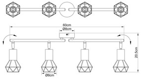 Globo 54802S-4AB - Faretto XARA 4xE14/40W/230V